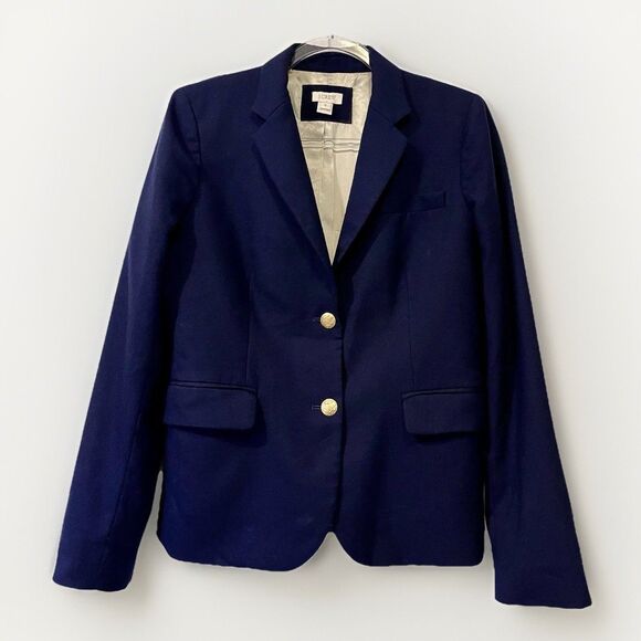 J. Crew Jackets & Blazers - J Crew Wool Blend Gold Buttons Blazer Stretch Jacket Womens 6 Navy Blue Preppy